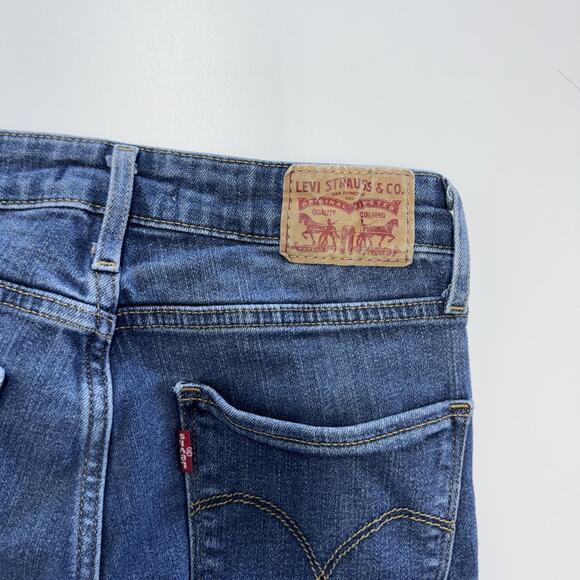 Levis Jeans Womens 26 Blue Distressed Ripped Stretch 721 High Rise Skinny Ankle - Picture 4 of 9